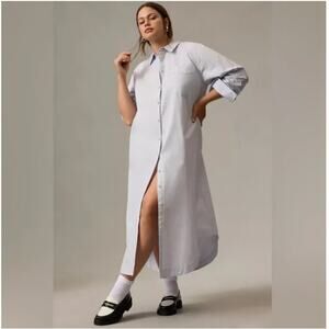 MAEVE by ANTHROPOLOGIE | Soren Long-Sleeve Shirt Dress | Blue | L